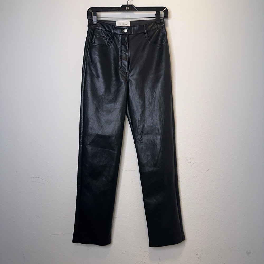 Wilfred Aritzia The Melina Faux Leather Pants Black Straight Leg Size 2